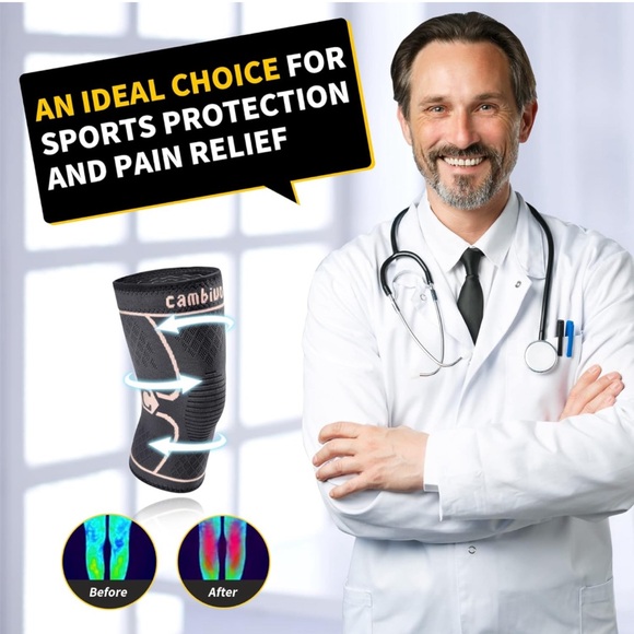 New CAMBIVO 2 Pack Knee Compression for Joint Pain Relief. - Picture 4 of 7
